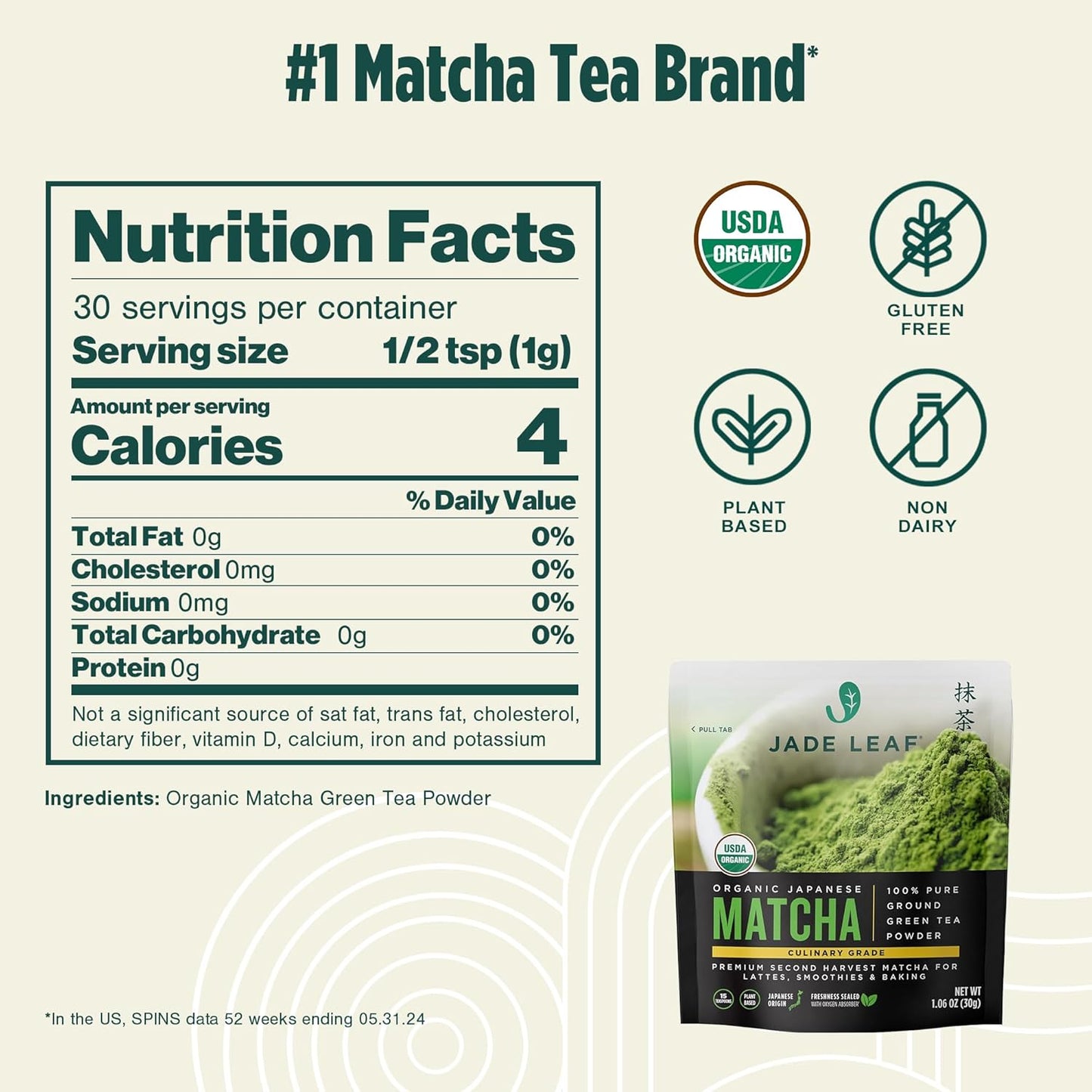 Jade Leaf Matcha Organic Culinary Grade Matcha Powder - Japanese Green tea for Baking, Smoothies, Lattes, and Skin Care, 30g / 1.06 Ounce (Pack of 1)