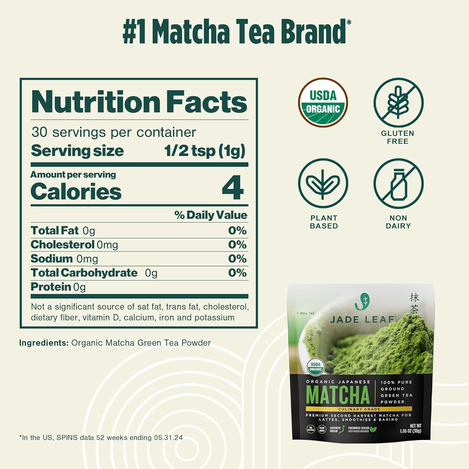 Jade Leaf Matcha Organic Culinary Grade Matcha Powder - Japanese Green tea for Baking, Smoothies, Lattes, and Skin Care, 30g / 1.06 Ounce (Pack of 1)