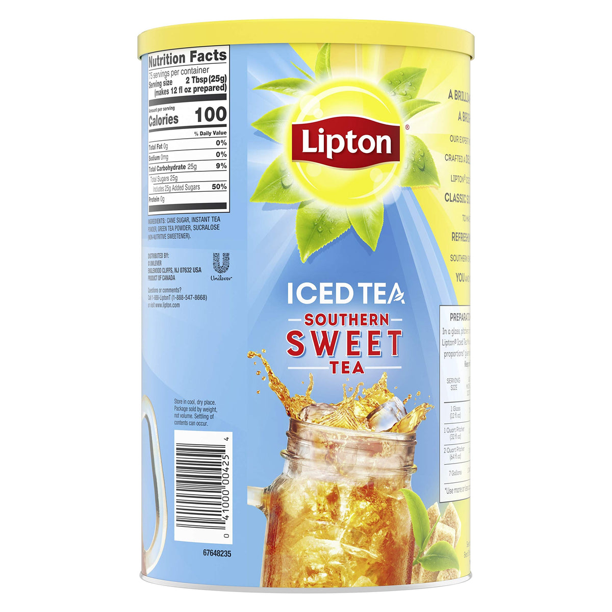 Lipton Iced Tea Mix Southern Sweet Tea, 28 qt, 1 Count