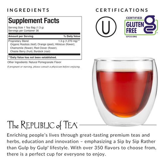 The Republic of Tea Be Well Get Gorgeous No. 1 Herbal Tea, 36 Count | Caffeine Free. Suitable for day or evening sipping