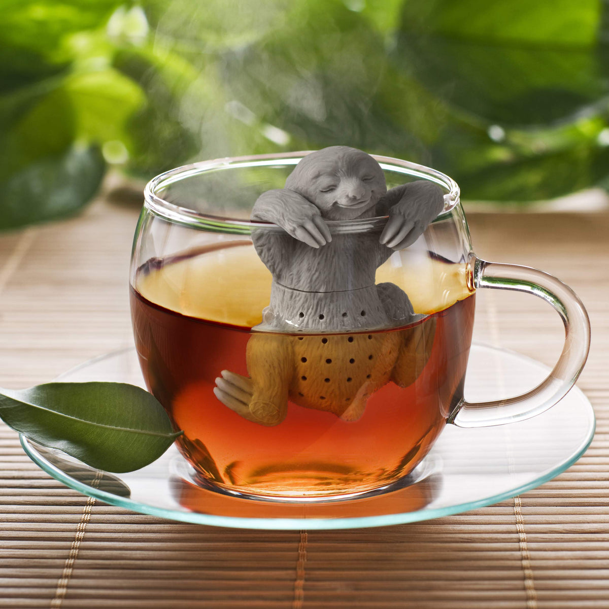 Fred & Friends Genuine Fred, SLOW BREW, Sloth Resuable Silicone Tea Infuser, Gray, Fun Gift for Tea Lovers, Clever Kitchen