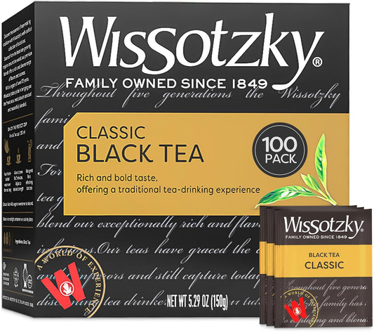 Wissotzky Classic Black Tea, 100 Tea Bags | Smooth & Full Bodied Tea | Antioxidant Rich | Rich Flavor Black Tea Bags