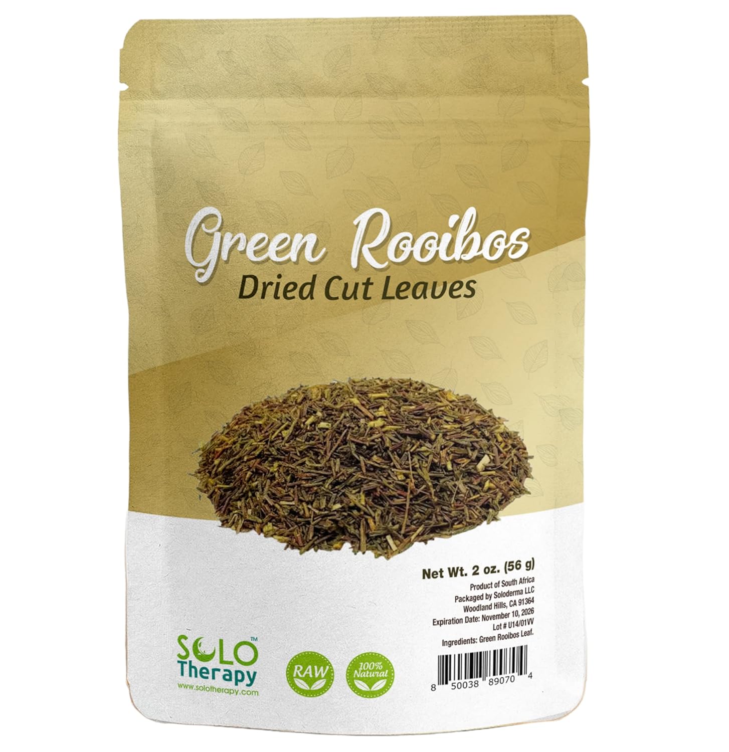 Green Rooibos Tea, 2 ounces Resealable Bag, Green Rooibos Tea Loose Leaf, Product of South of Africa