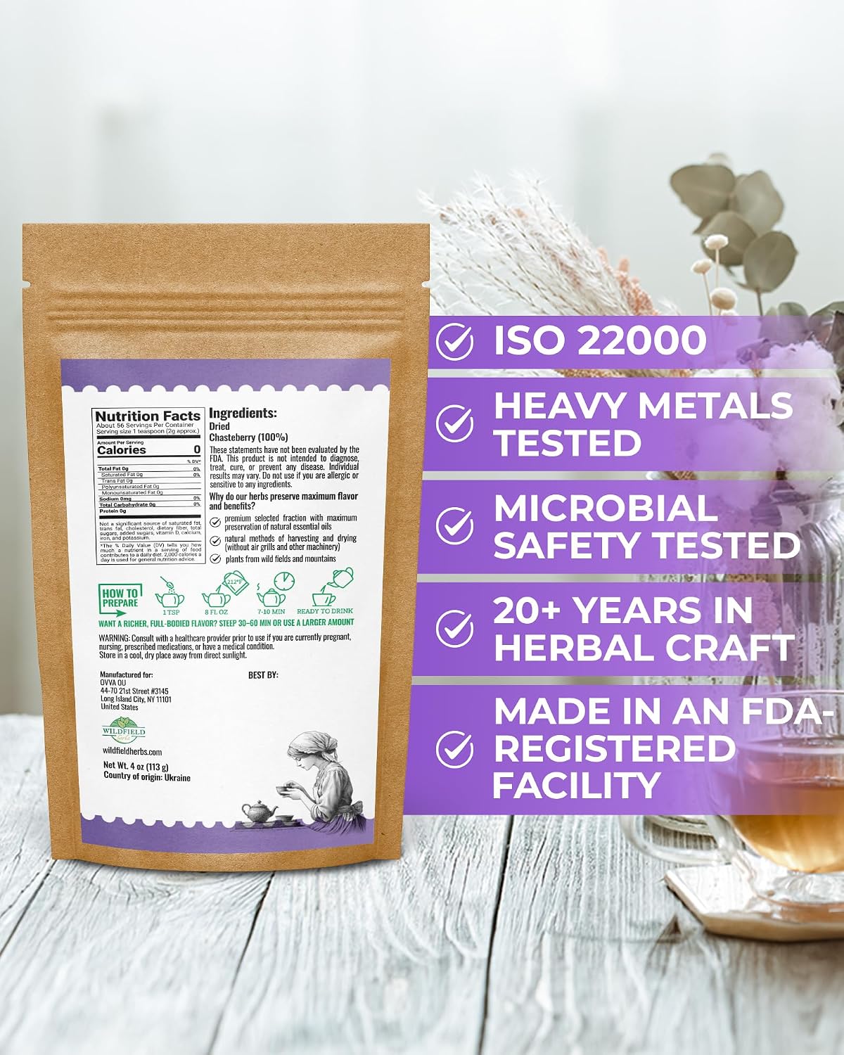 4 oz. Chaste Tree Berry Сhasteberry Tea Chaste Tree Berry Tea Herb (Vitex Agnus-Castus) - 113g Herbal Vitex Sauzgatillo