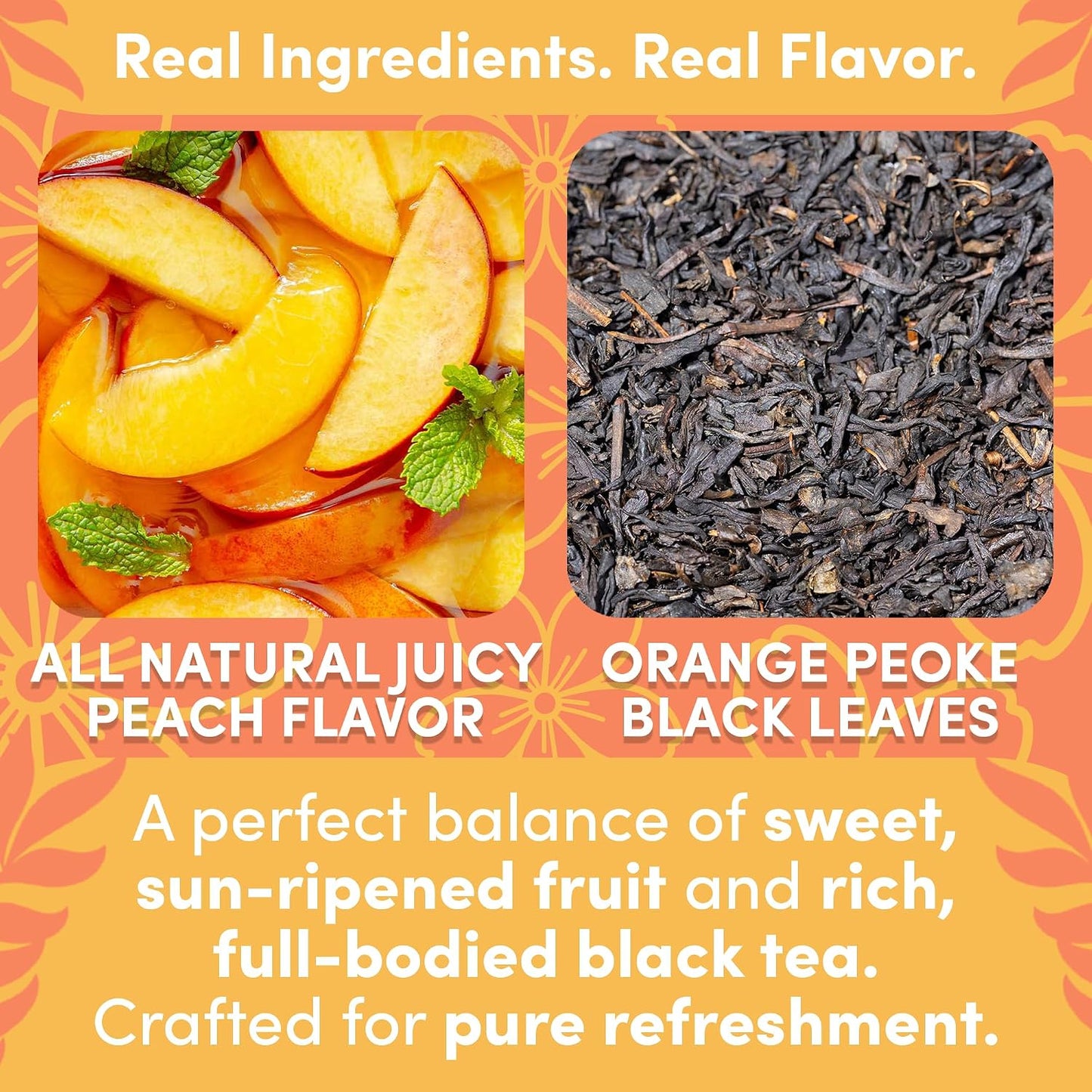 Peach Flavored Iced Tea Bags, 1 Gallon Tea Bags, 48 Count, Bulk Black Tea Iced Tea Packs, Peach Tea Bags for Restaurants, Cafes, Foodservice &amp; Home Brewing