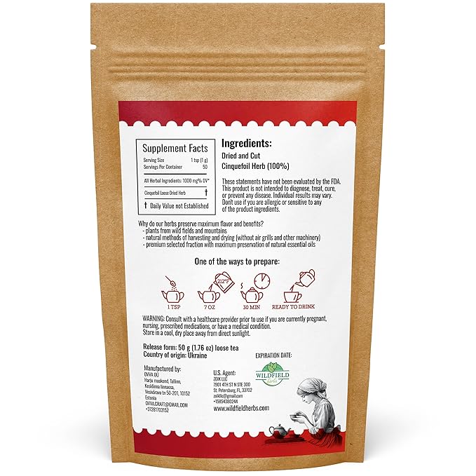 1.8 oz Cinquefoil Herb Dried Five Finger Grass Herb Potentilla Palustris Tea (Comarum Palustre L.) - 50g Sabelnik Herbal Tea