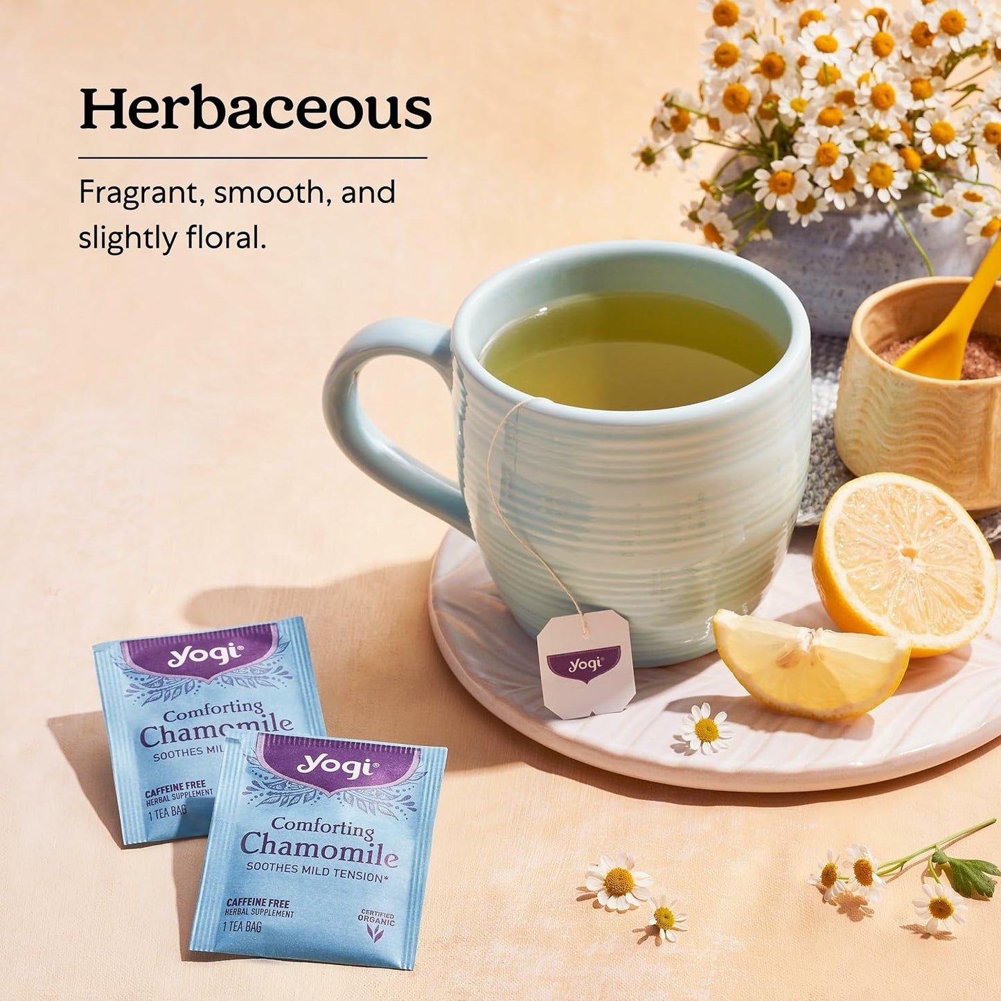 Yogi Tea Comforting Chamomile Tea - 16 Tea Bags per Pack (4 Packs) - Organic Chamomile Tea Bags - Supports a Good Night'