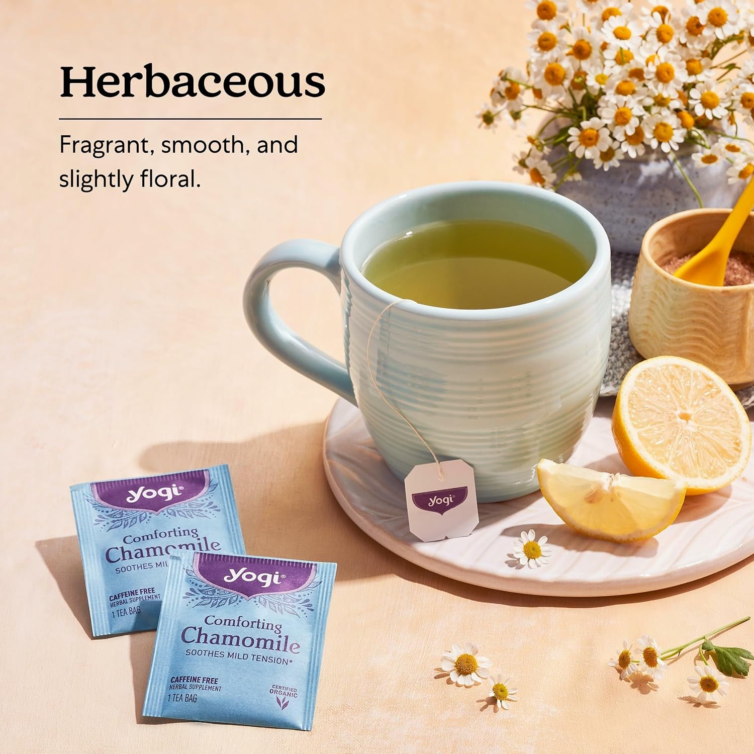 Yogi Tea Comforting Chamomile Tea - 16 Tea Bags per Pack (4 Packs) - Organic Chamomile Tea Bags - Supports a Good Night'
