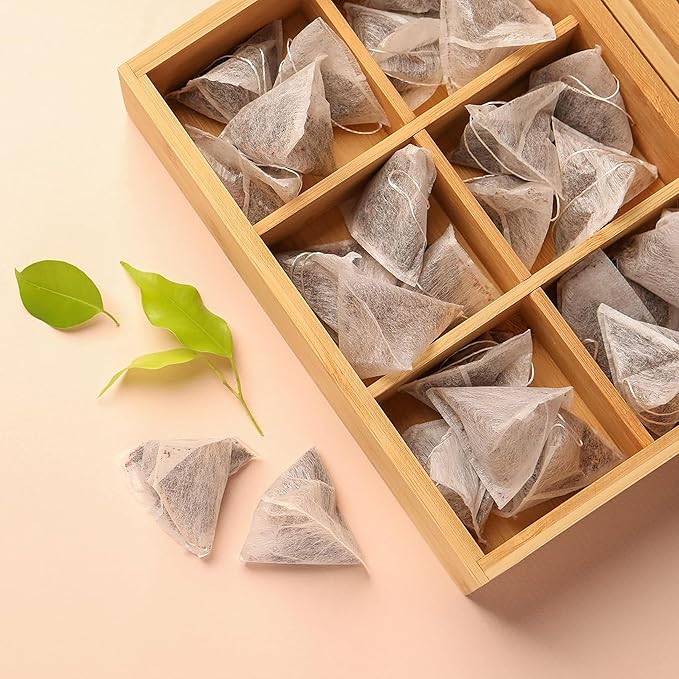 Tea Organizer Box Food Safe Chemical Free Bamboo Wood Storage Chest Big, Tall, Adjustable Cubbies (6-Slot 11" x 8.1" x 4.2" with TEA stamp design)