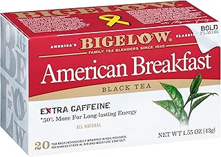 Bigelow Tea American Breakfast Black Tea Bags, Caffeinated Tea, 20 Count Box (Pack of 6), 120 Total Tea Bags Total