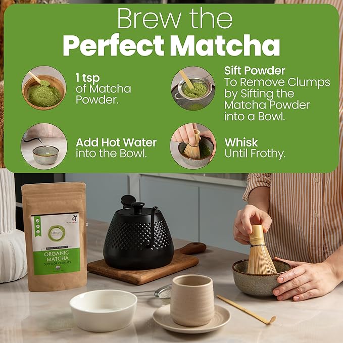 Matcha Wellness Superior Culinary Grade Organic Matcha Powder – 3.5oz Authentic Japanese Green Tea Powder from Kyoto – Perfect for Matcha Lattes, No Additives, Unsweetened