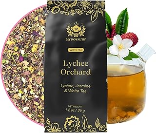 MyRoyalte Exquisite Jasmine Lychee White Tea Blend - 1.3 oz Fragrant White Tea Infused with Sweet Jasmine and Refreshing Lychee Flavors - 100% Natural Tea Gift For Tea Lovers