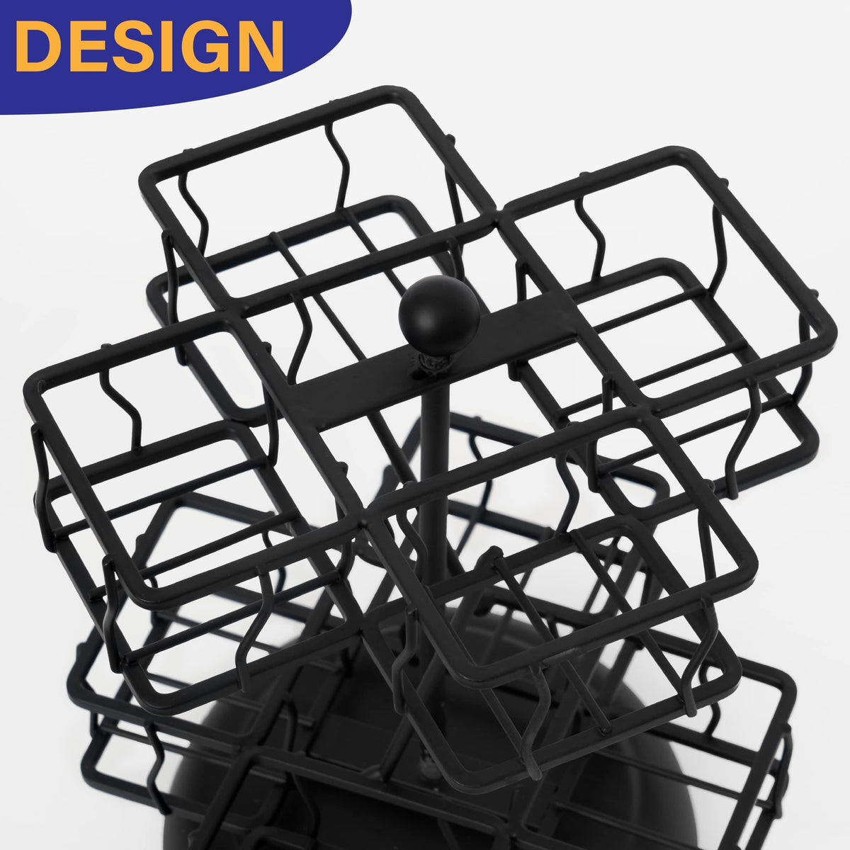 NHZ Tea Bag Storage and Organizer, Tea Bag Holder Black Powder Coated Stainless Steel for Tea and Coffee Box. Organize 100