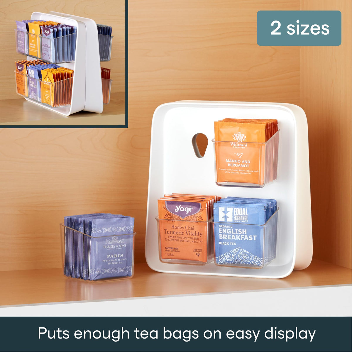 YouCopia SipStation 80 Tea Bag Organizer, Cabinet to Counter Tea Bag Caddy