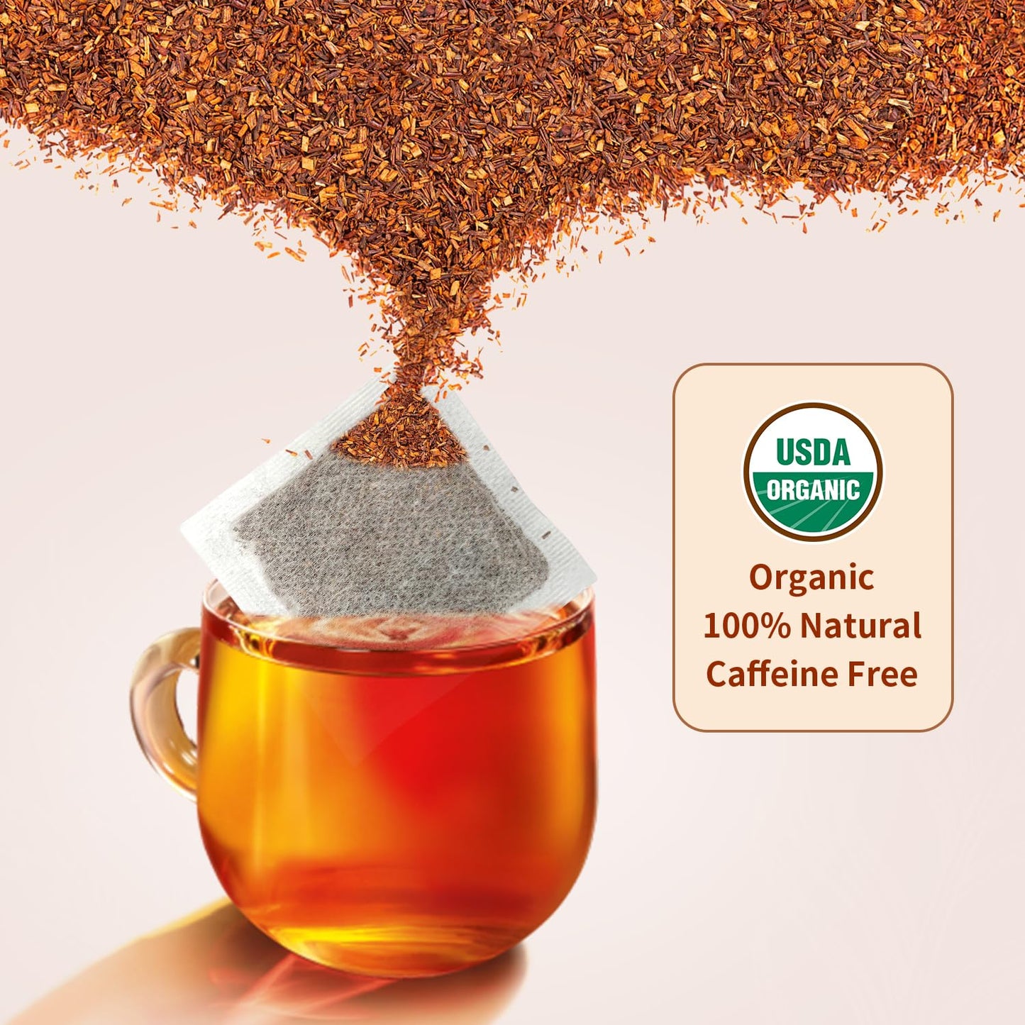 Soeos Organic Rooibos Tea, 200 Teabags (2 Packs), Naturally Caffeine Free, USDA and Non GMO Certify, Smooth and Robust Flavor, Excellent for Hot or Iced Brew, 18oz (500g)