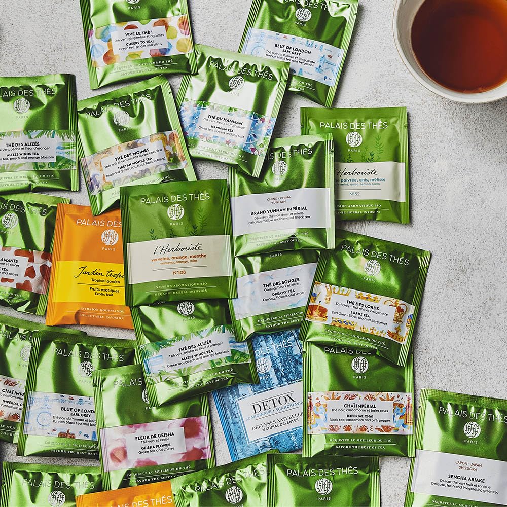 Palais des Thés Green Tea - Organic Sencha Ariake Blend - Premium Japanese Green Tea Bags, Serves 20 Cups