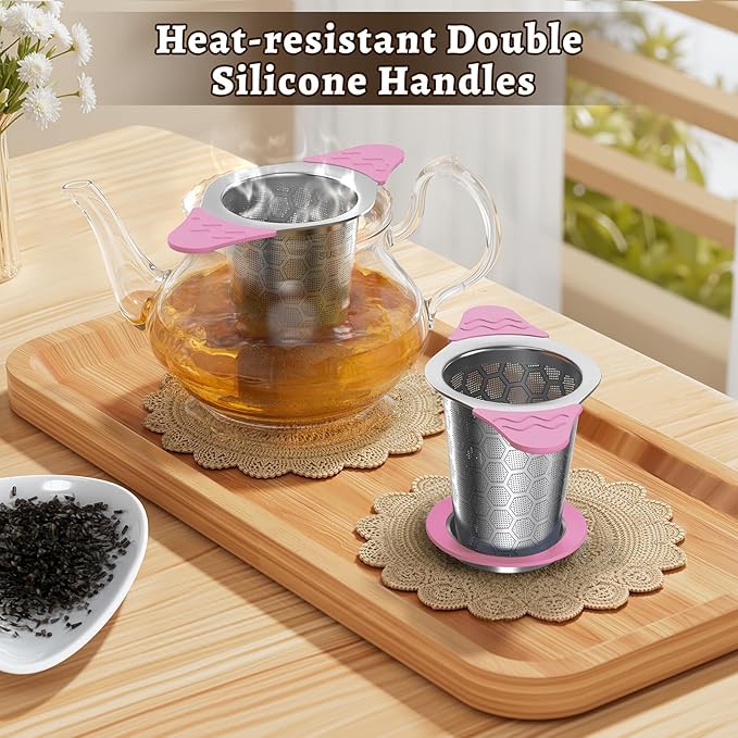 Tea Infuser for Loose Leaf Tea,18/8 Stainless Steel Tea Infuser with Heat Proof Silicone Handles