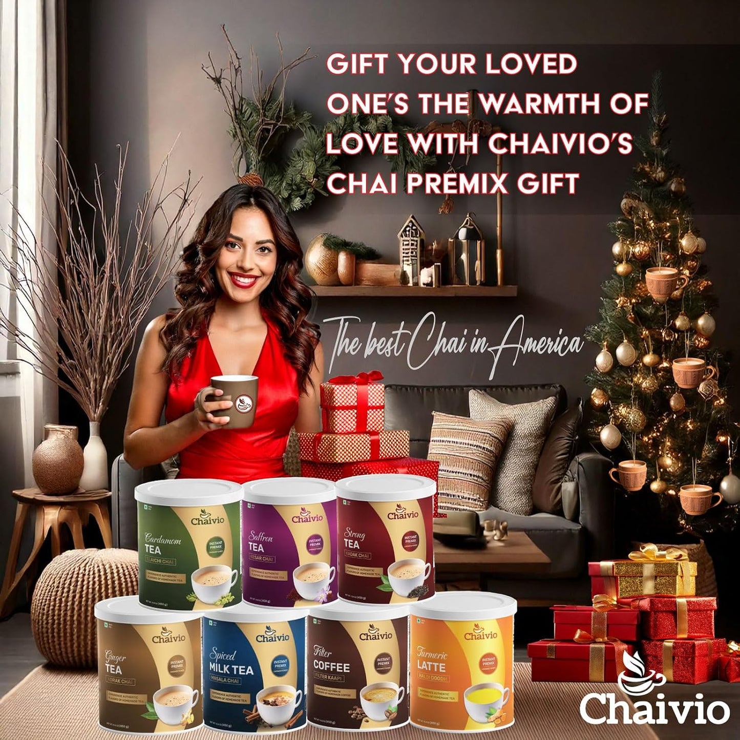 Chaivio Masala Chai Tea Latte, Unsweetened Instant Powder, Authentic Chai-with Natural Ingredients, No Preservatives, Tea Powder, Quick and Healthy Chai(1 lb)