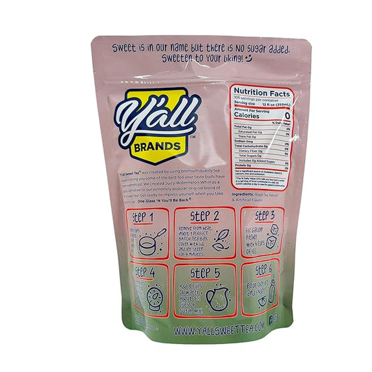 Y'all Sweet Tea - Watermelon Flavored Iced Tea Bags One Gallon Size in 10 Gallons Per Pack Quick Brew Southern Ice Tea with Juicy Watermelon Flavor | As Seen on Shark Tank (Caffeinated)