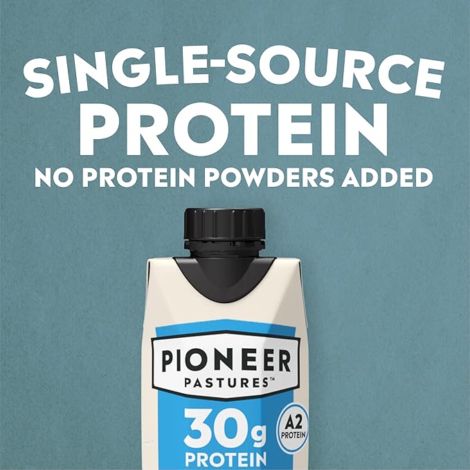 Pioneer Pastures - High Protein A2 Milkshakes - Vanilla - A2 Nutritional Milk, 30g Protein, 2g Sugar, No Sweeteners, No Seed Oils - All-Natural