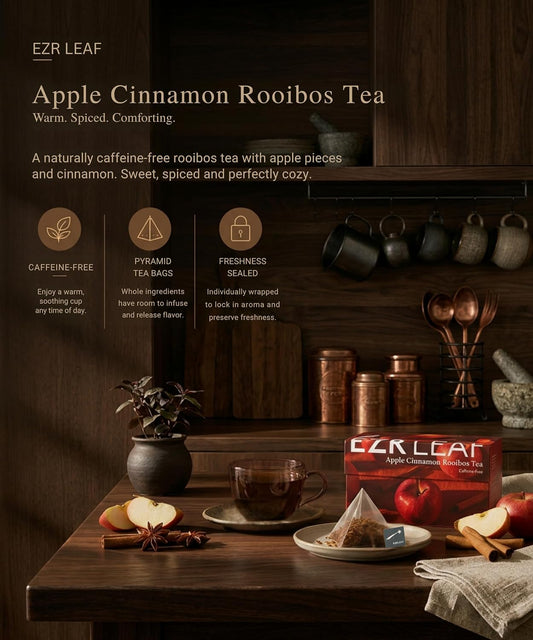 EZR Leaf Apple Cinnamon Rooibos Tea Caffeine Free Decaf Herbal Tea