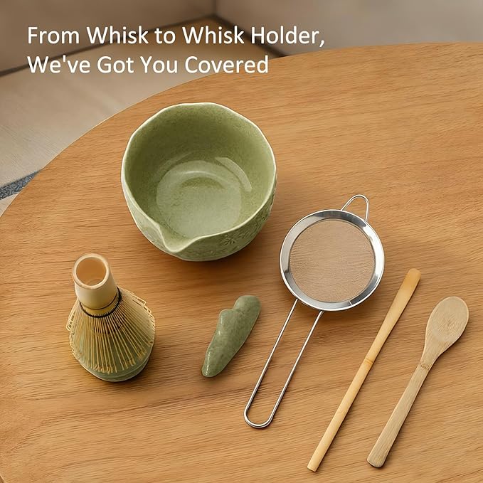 Matcha Whisk Set, 8 Pcs Matcha Kit with Ceramic Japanese Matcha Bowl & Accessories Kit for Traditional Tea Ceremony