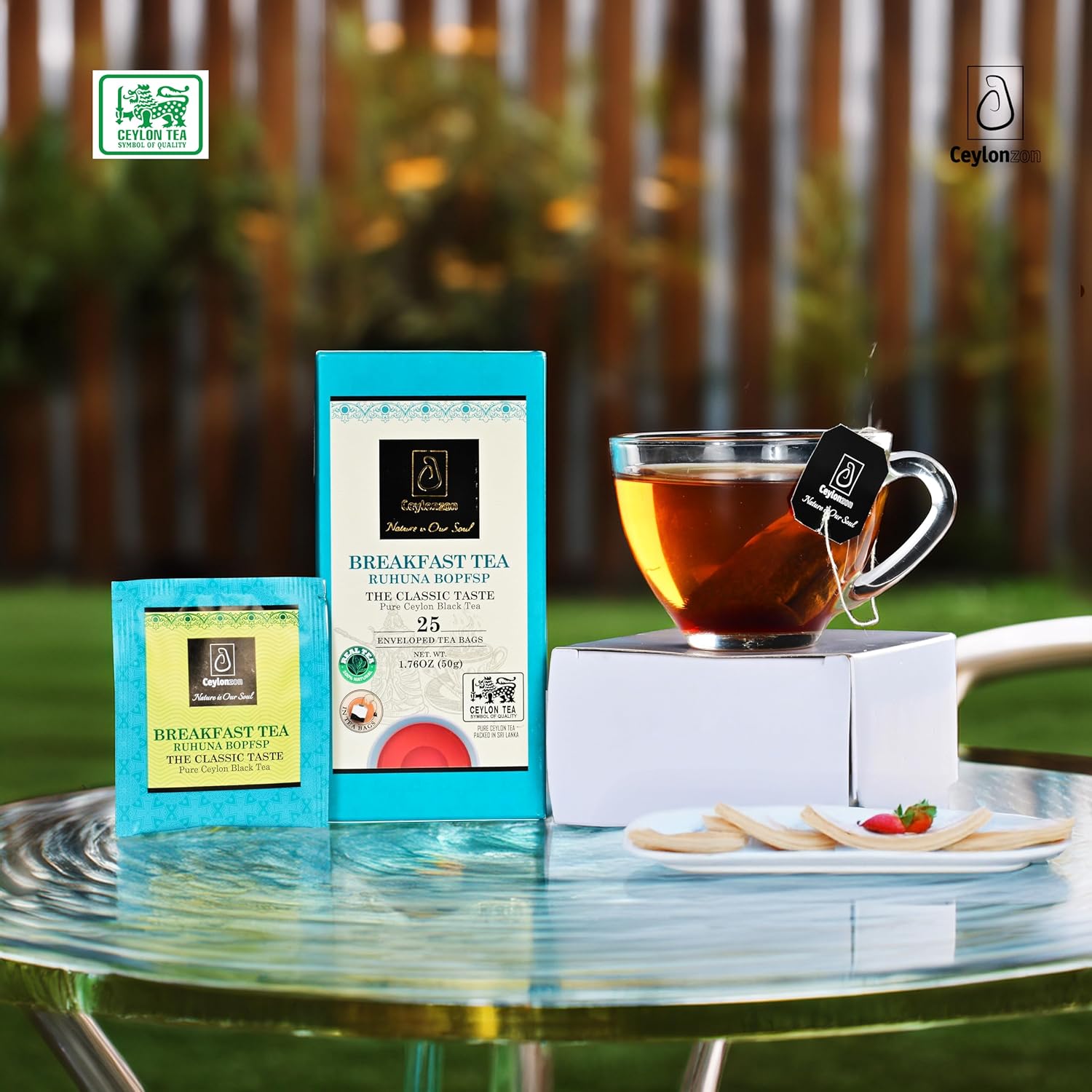 Ceylonzon Ceylon Breakfast Tea Classic Taste 25 Individually Foil-Wrapped Tea Bags 40g Experience with Natural Ceylon Tea, Relaxing and Fresh