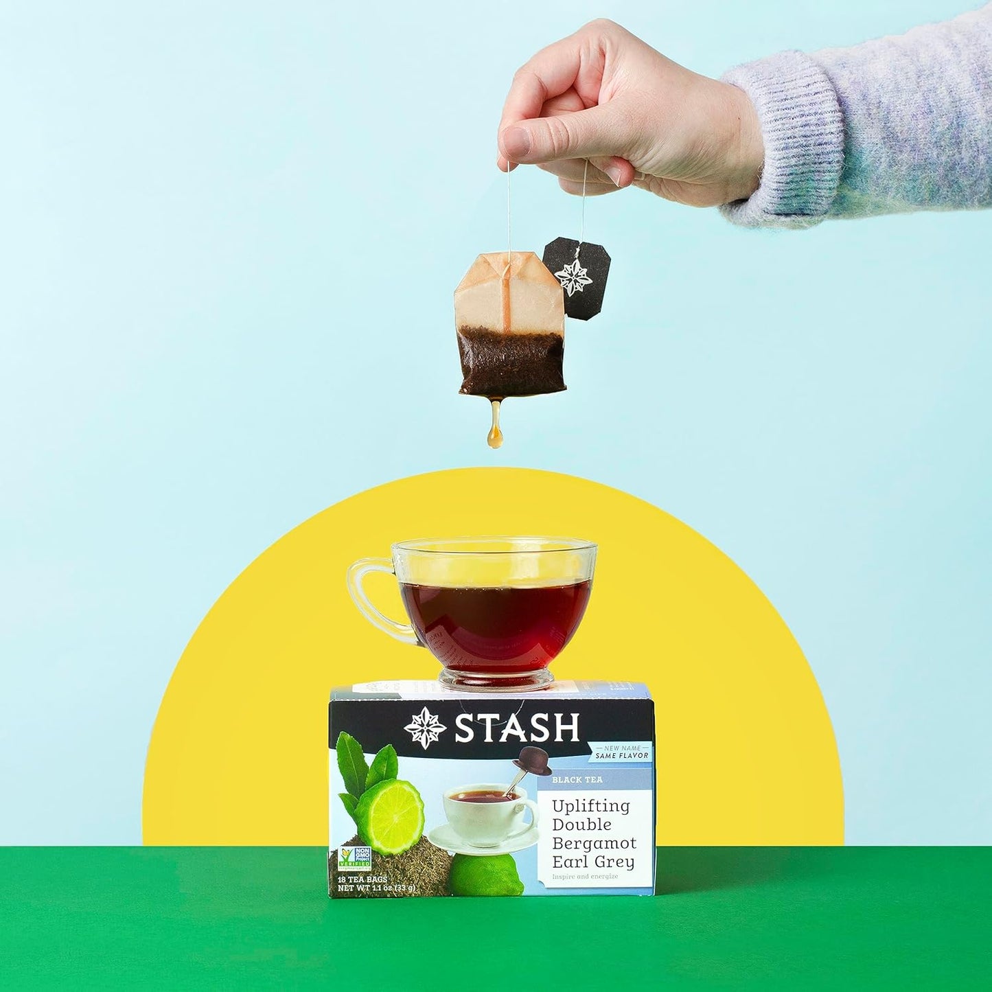 Stash Tea Double Bergamot Earl Grey Black Tea - Caffeinated, Non-GMO Project Verified Premium Tea with No Artificial Ingredients, 18 Count (Pack of 6) - 108 Bags Total