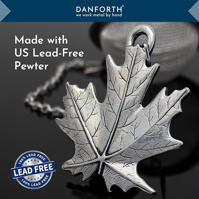 Danforth Maple Leaf Fall/Autumn Tea Infuser - Handcrafted Pewter - Charm Made In USA