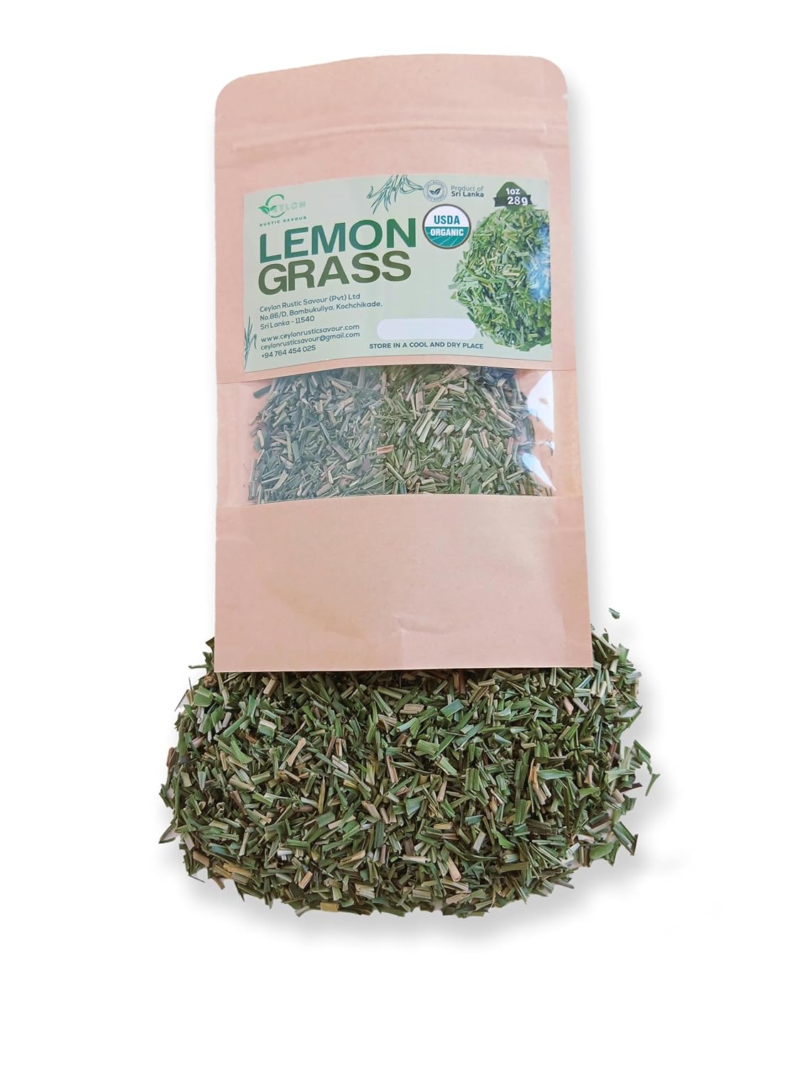 Dried Lemon Grass Cut 1oz/28g USDA Organic Fresh And Pure Premium Grade Dried Lemon Grass Cut, Lemongrass Harvested From Ceylon Sri Lanka