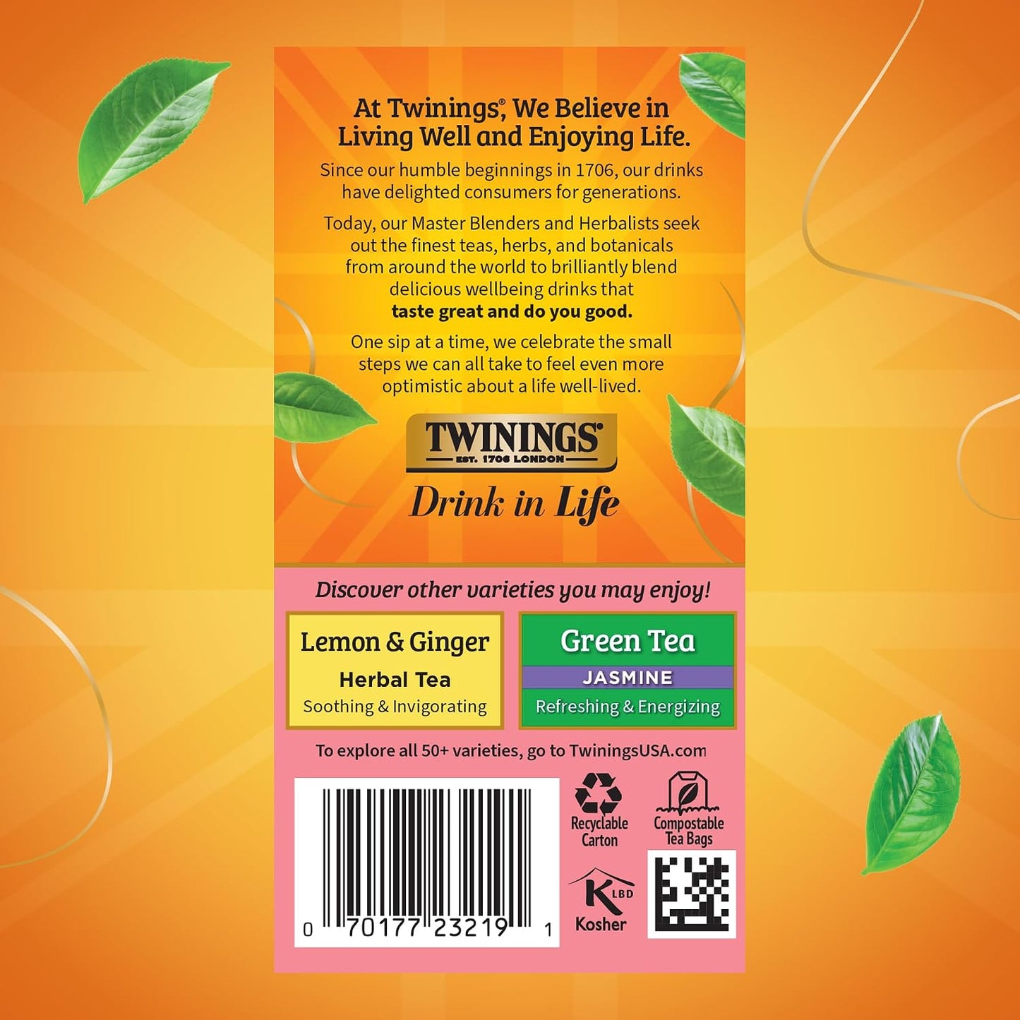 Twinings Raspberry &amp; Lemon Herbal Tea Bags, 20 CT Box (1 Pack) | With Hibiscus, Rosehips, Blackberry Leaves, Rose Petals, Naturally Caffeine-Free, 20 Foil Lined Individually Wrapped Bags