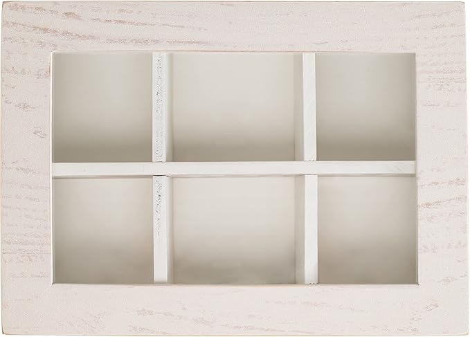 Cottage Garden Tea Whitewash Woodgrain 9 x 6.25 Pine Wood Tea Storage Chest