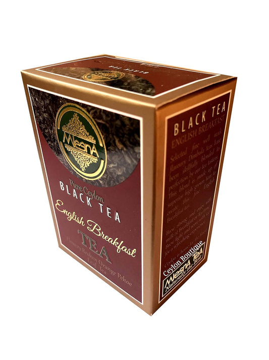 Mlesna Pure Ceylon English Breakfast Tea - 100g (3.5Oz)- Flowery Broken Orange Pekoe Leaf Tea