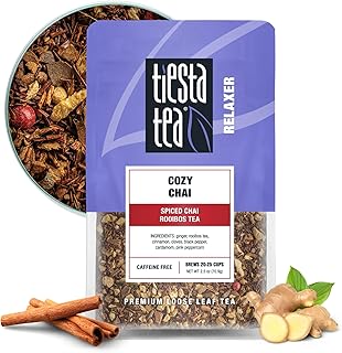Tiesta Tea - Cozy Chai, Loose Leaf, Spiced Chai Rooibos Tea, Premium Caffeine-Free Herbal Blend, Makes Hot or Iced & Up to 25 Cups, 2.5oz Resealable Pouch