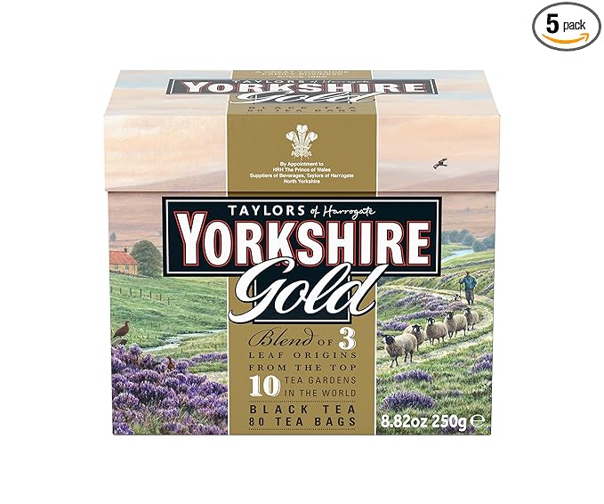 Yorkshire Tea, Gold, Black Tea, 80 Teabags, (Pack of 5)
