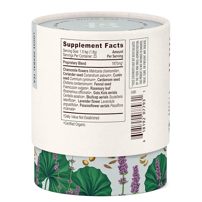 Banyan Botanicals Mellow Mind CCF Tea – Organic Lavender Chamomile Tea with Gotu Kola – Caffeine-Free Relaxation Tea for Stress Relief* – 1.5 oz