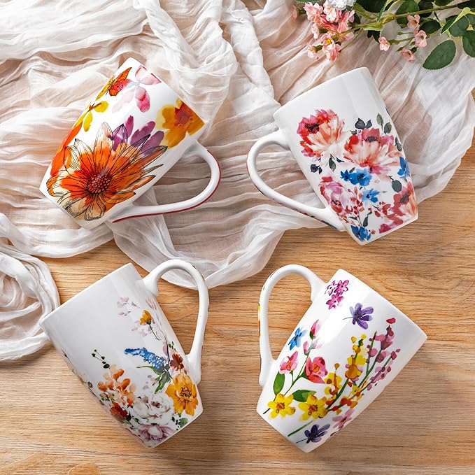 Gbhome Tea Mug with Infuser and Lid, 18 Ounce Large Ceramic Loose Leaf Tea Cup, Microwave, Dishwasher Safe Tea Steeping Mug