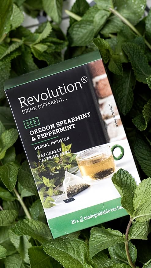 Revolution TEA® Southern Mint [THE ORIGINAL] – Oregon Spearmint & Peppermint – Premium Full Leaf Tea – Biodegradable Infuser Tea Bags – Herbal Tea