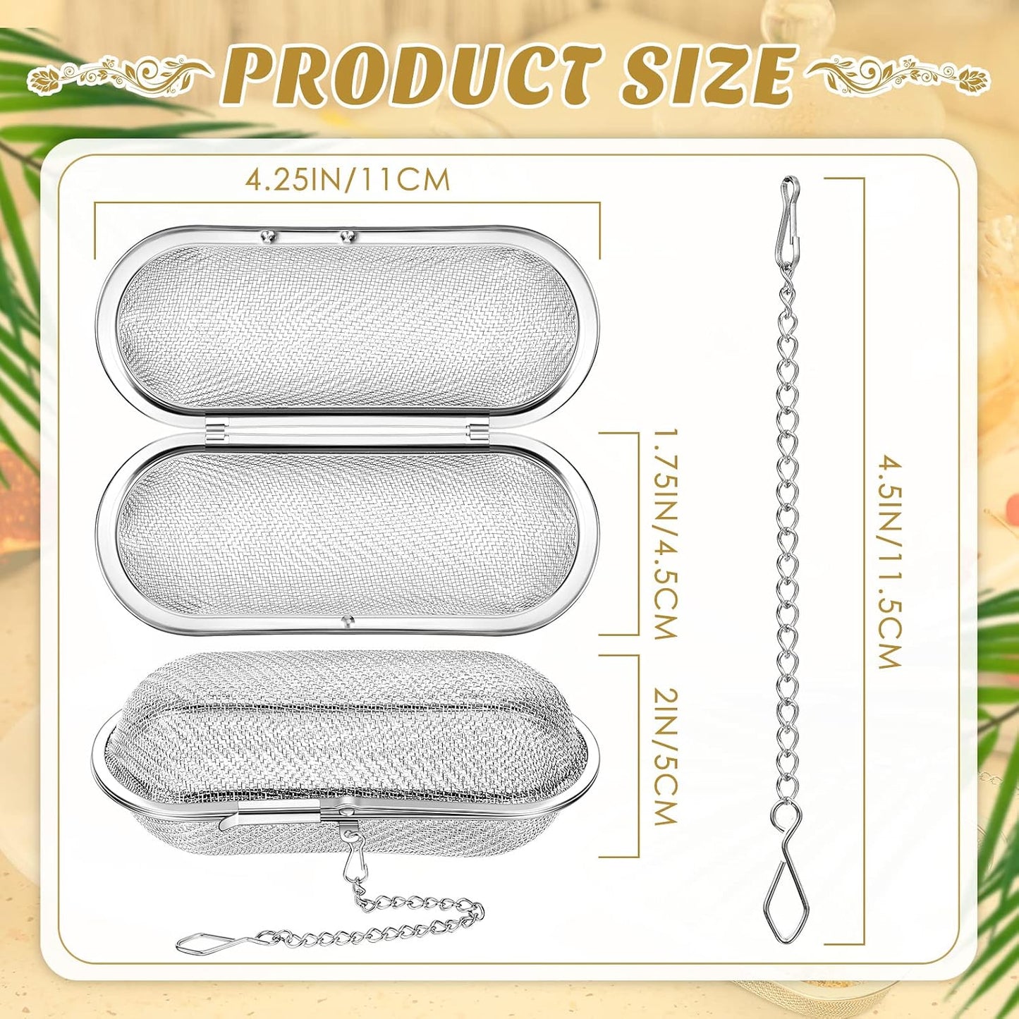 Hoolerry 3 Pcs Large Tea Ball Infusers, Loose Leaf Tea Strainers