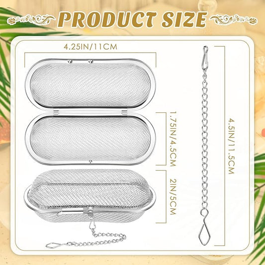 Hoolerry 3 Pcs Tea Ball Infusers Loose Leaf Tea Strainers Steeper Stainless Steel Mesh Floating Oval Filters 4.25 x 1.75 Inch for Kitchen and Home