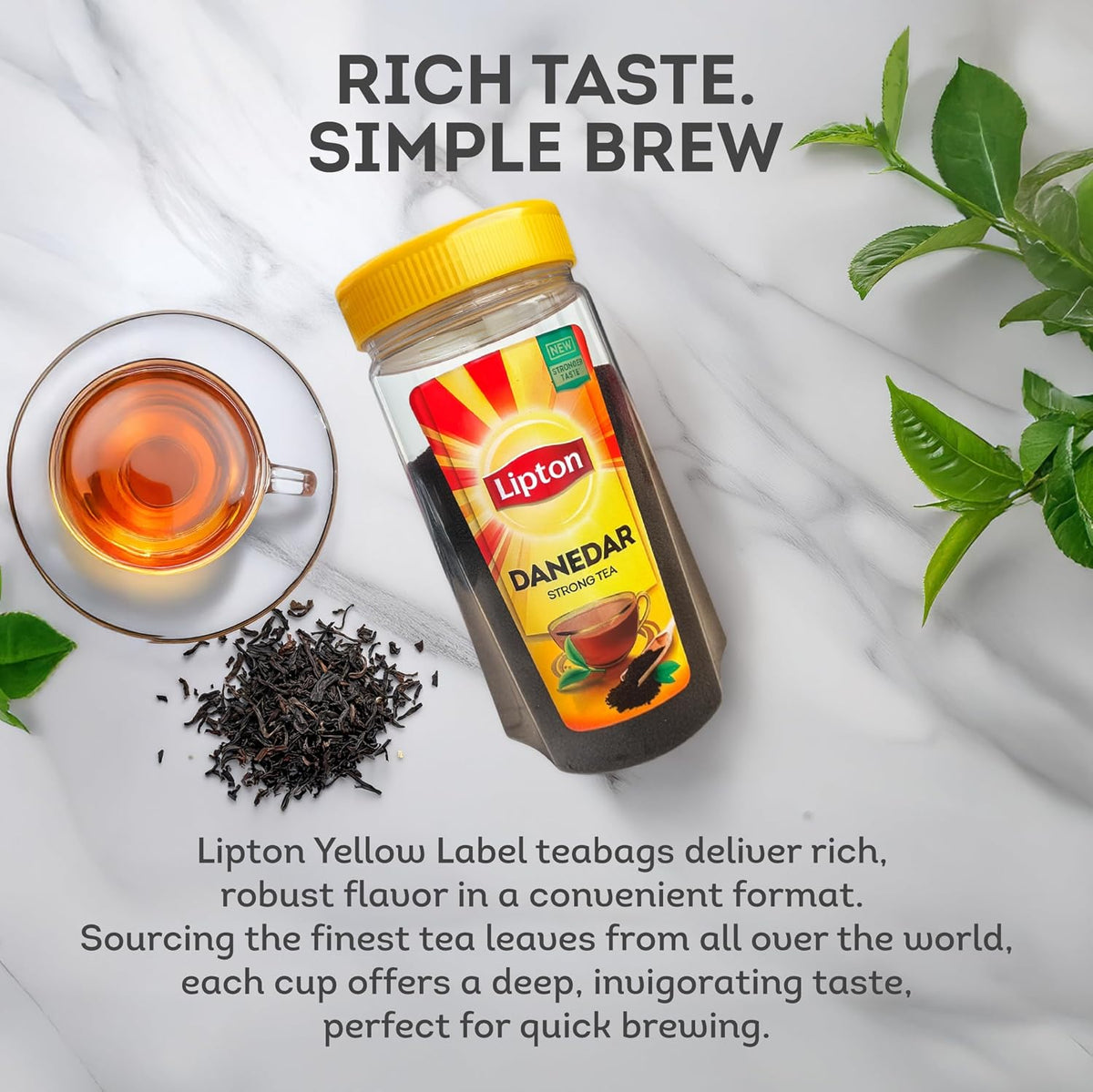 Lipton Yellow Label International Blend | Strong Black Tea | Danedar | Loose Tea with Bigger Granules | Bold &amp; Rich Flavor For Tea Lovers | 475g