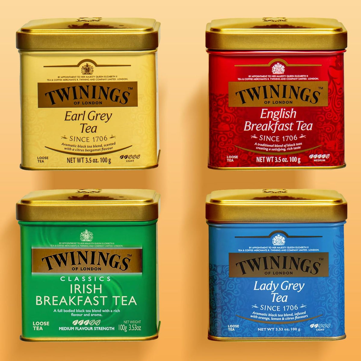 Twinings Lady Grey Loose Black Tea, 3.53 Ounce Tins (Pack of 6), Lemon & Orange Peel, Caffeinated, Enjoy Hot or Iced