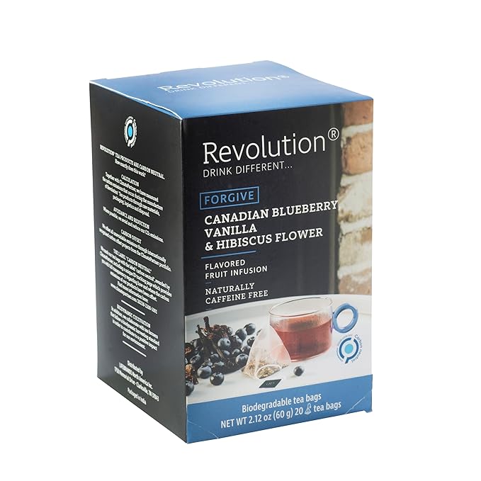 REVOLUTION TEA® Canadian Blueberry, Vanilla & Hibiscus Flower Fruit Tea [THE ORIGINAL] – Premium Full Leaf Tea – Biodegradable Infuser Tea Bags – Flavored Fruit Tea – Naturally Caffeine Free – 20 Bags