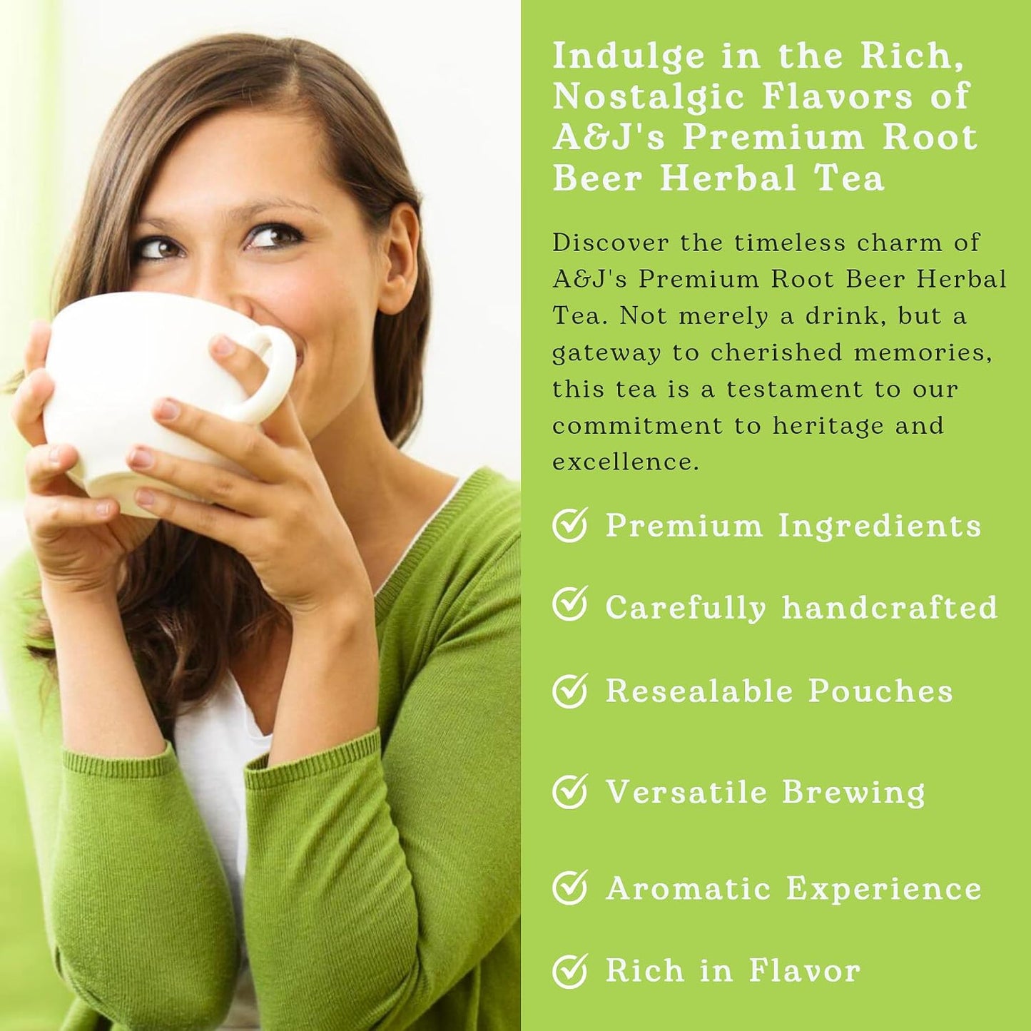 Nelson's Tea AandJ's Root Beer Sarsaparilla Loose Leaf Harmonious Tea, 2 oz | Herbal Burdock Birch Bark Dandelion • Caffeine Free • Tea • Root Beer • Sarsaparilla Root Tea • AandJ's Root Beer