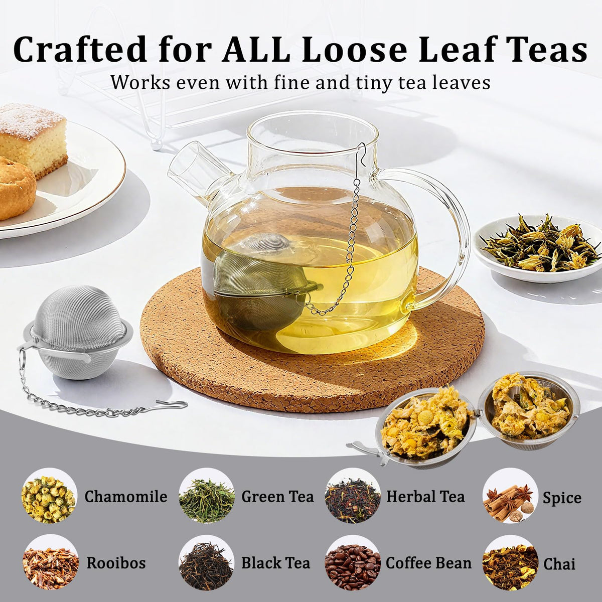 Blyenea 304 Stainless Steel Tea Ball Tea Holder Tea Infuser (Large x 2)