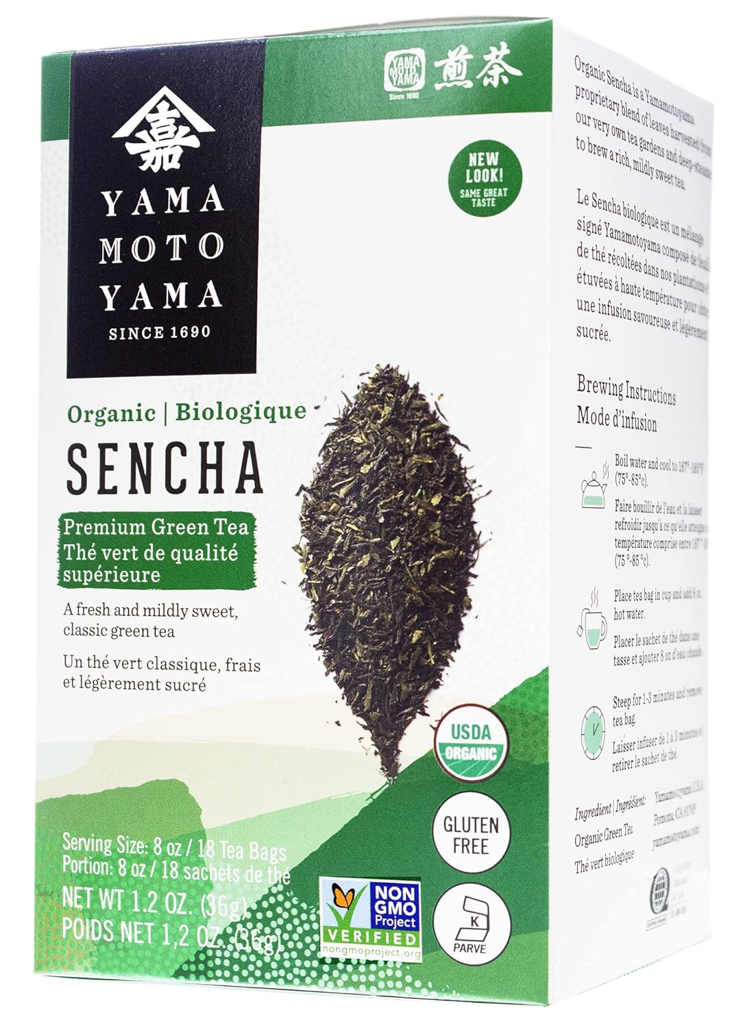 Yamamotoyama Organic Sencha Green Tea Bag 18 ct (Pack of 6)