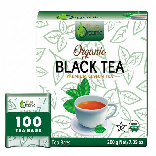 True Organic Premium Ceylon Black Tea, 100 Count Tea Bags, USDA Organic & Kosher Certified, 100 Envelop Organic Black Tea Bags for Your Home & Cafe.
