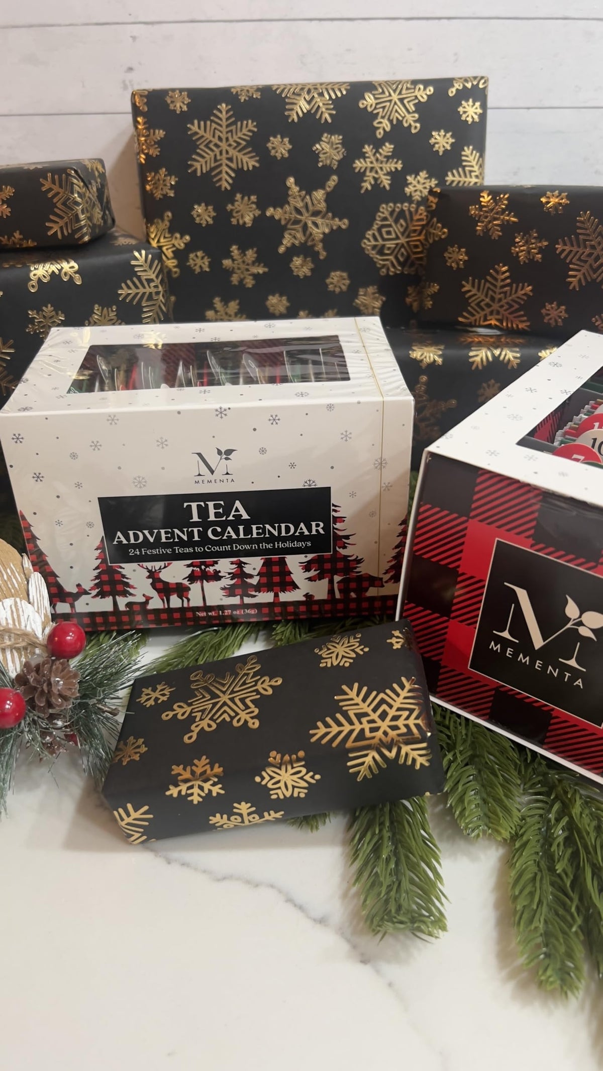 Mementa Inc - Advent Calendar Gift Box | 24 Unique Individually Wrapped Tea Bags - Holiday Gift Pack