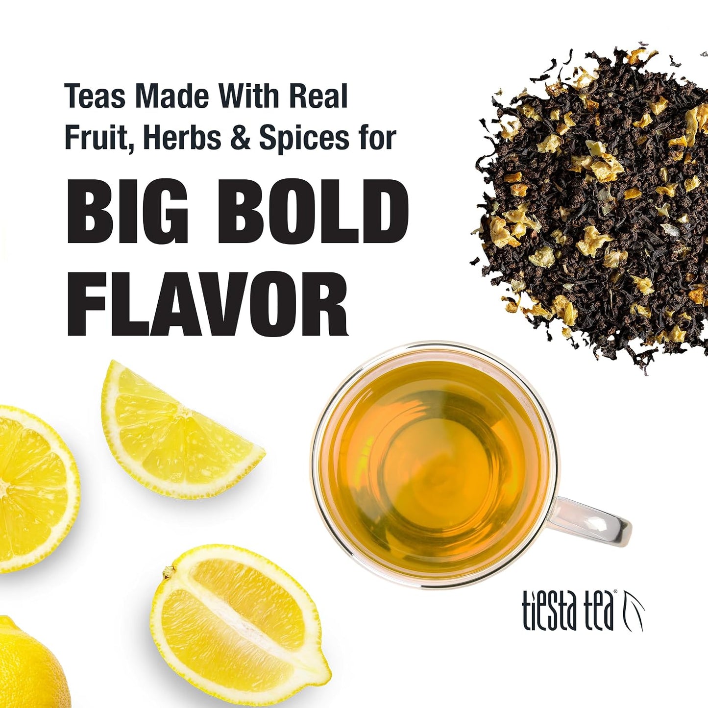Tiesta Tea - Lemon Black Tea, Loose Leaf, Lemon Citrus Black | Premium High Caffeinated Blends, Make Hot or Iced, Brews Up to 200 Cups, 16 Ounce Resealable Bulk Pouch