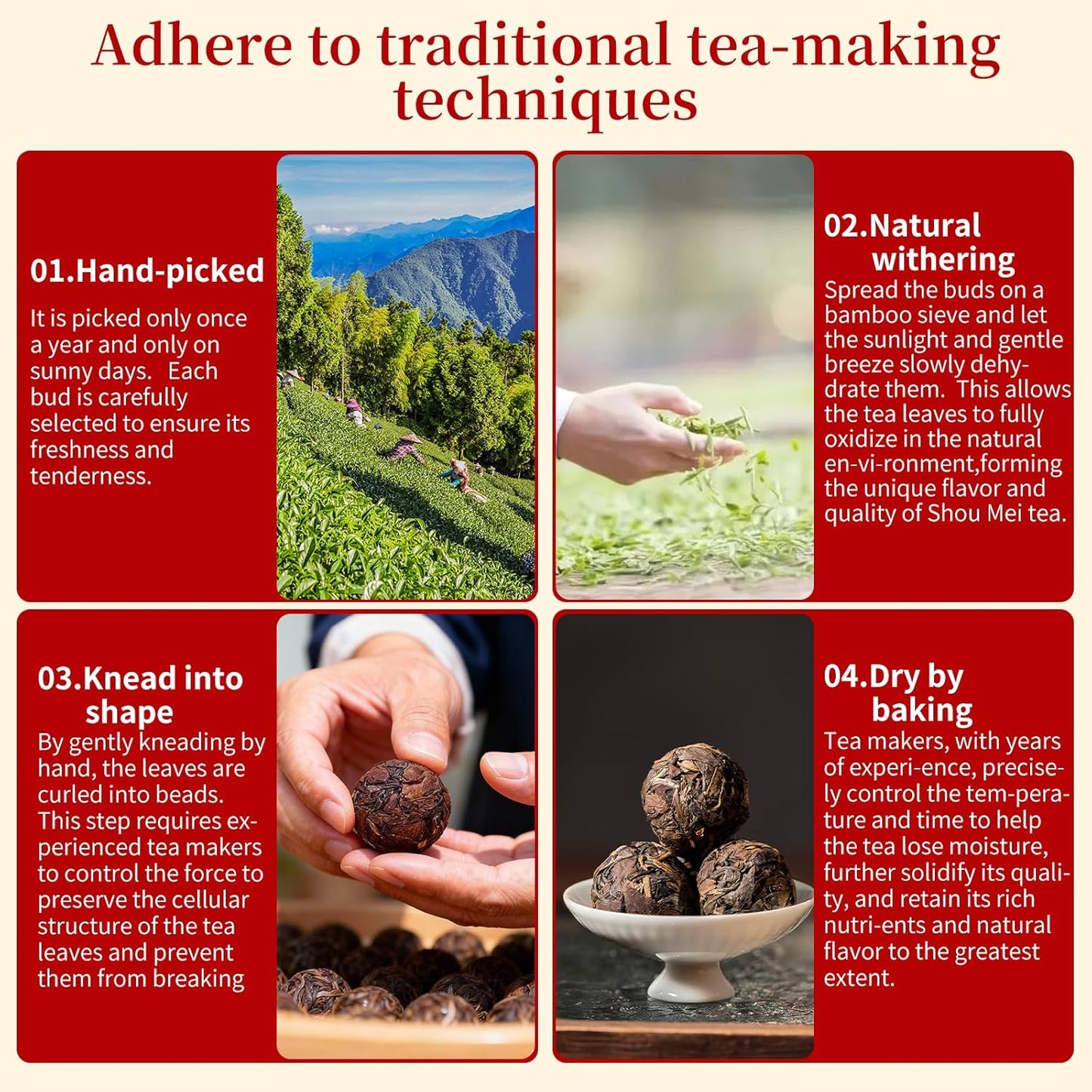 XIXICHA Shou Mei White Tea Pearls Tea Aged White Tea Dragon Pearls Tea Shoumei Tea Fuding White Tea Balls Chinese Tea White Bai Cha Long Zhu 白茶 寿眉 老白茶 福鼎白茶 寿眉龙珠